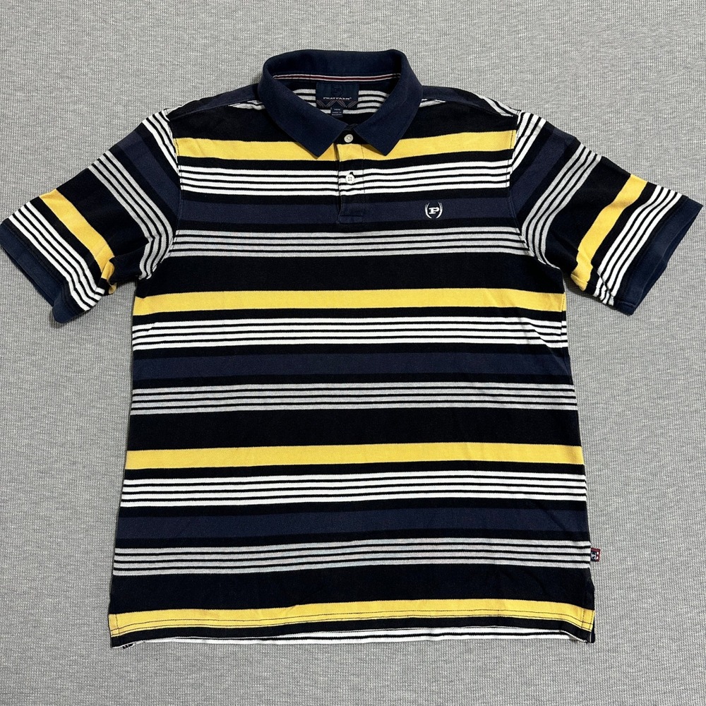 Phat Farm Polo Shirt Striped Short Sleeve Y2K Collared Mens Size Medium